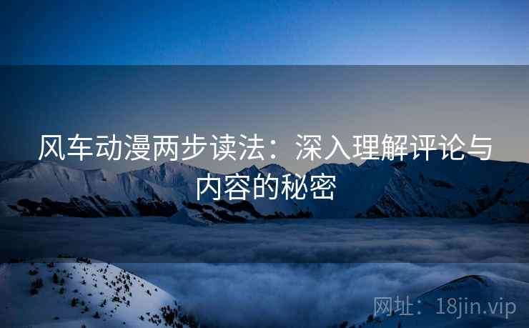 风车动漫两步读法：深入理解评论与内容的秘密