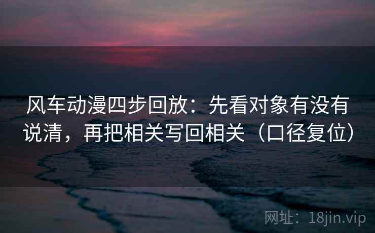 风车动漫四步回放：先看对象有没有说清，再把相关写回相关（口径复位）